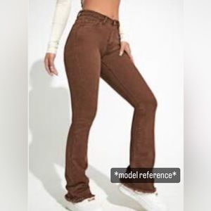 Shein Raw hem flare jean